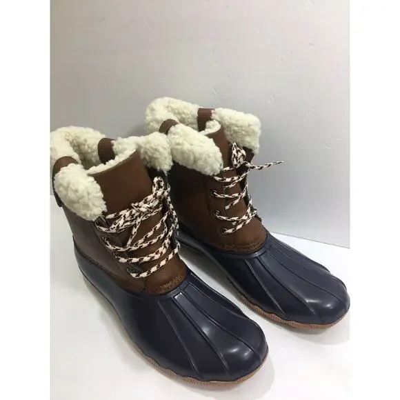 American Eagle Outfitters Duck Snow Boots Sz 11 Rain‎ Weather brown Leather NEW - Picture 3 of 9